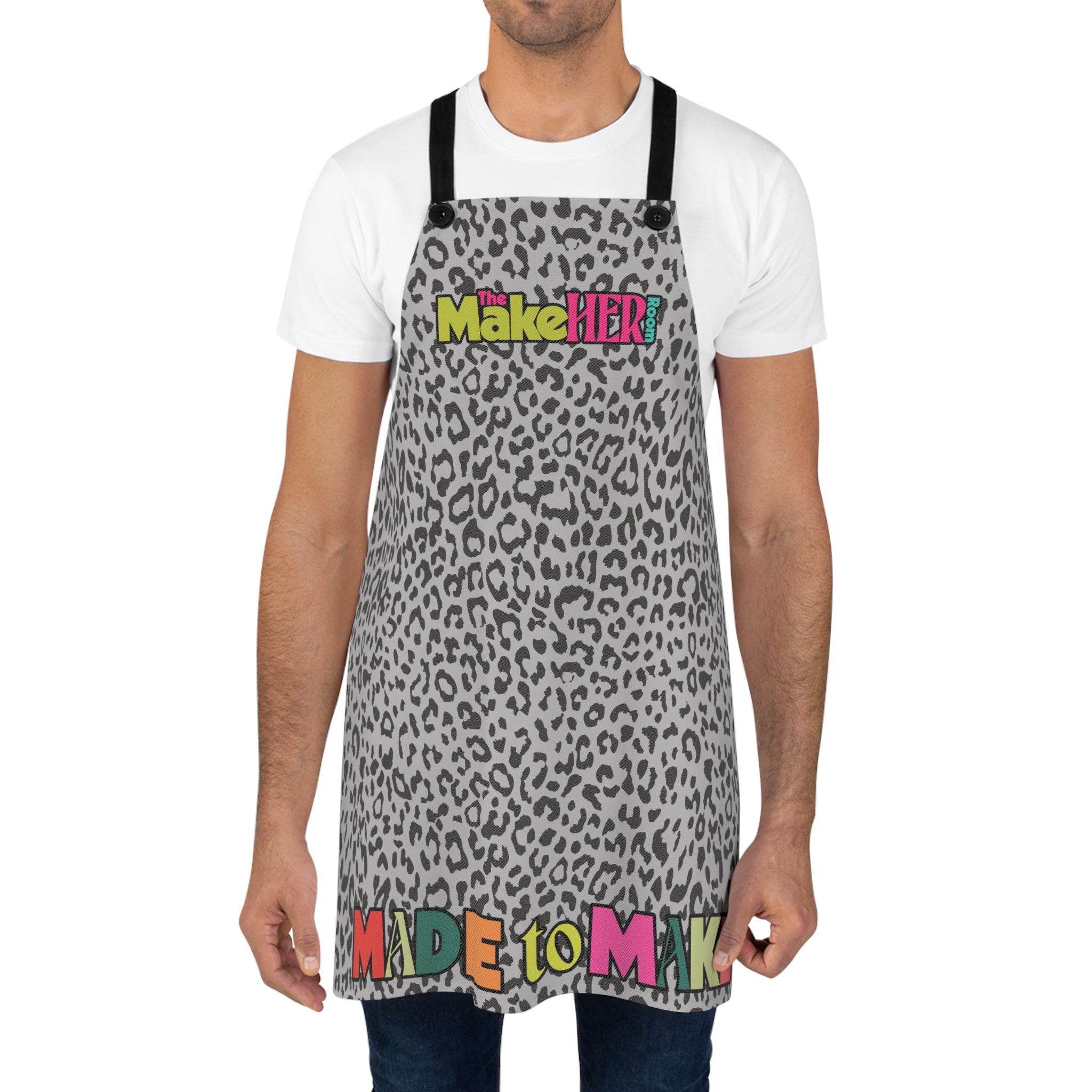 MHR Black/Gray Leopard Print Apron