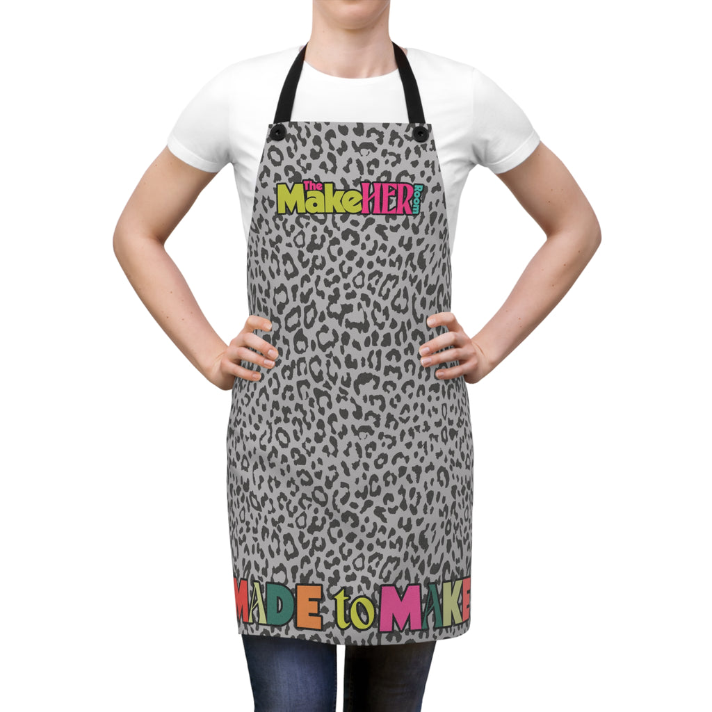 MHR Black/Gray Leopard Print Apron